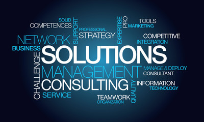 Solutions management consulting network word tag cloud image