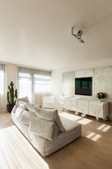 apartment in new building, comfortable living room