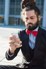 Stylish elegant dreadlocks businessman