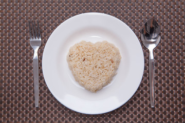 brown rice with heart shape