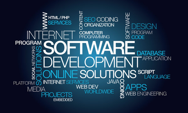 Software development apps computer programming word tag cloud