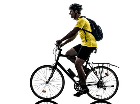 man bicycling  mountain bike silhouette