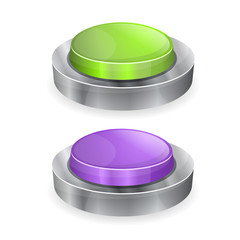 3d Glossy Shiny Push Buttons Vector
