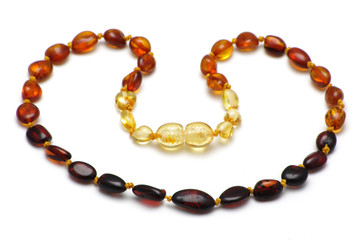 Baltic amber necklace, rainbow model