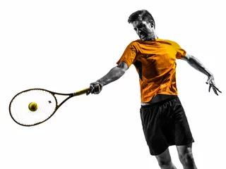 Deurstickers man tennis player portrait silhouette © snaptitude