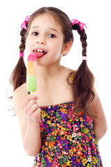 Girl with water ice cream