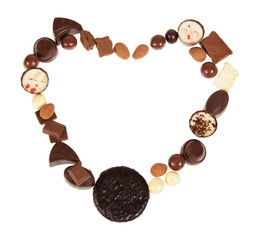 Heart frame from the chocolate products