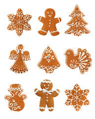 Gingerbread Christmas Set - obrazy, fototapety, plakaty