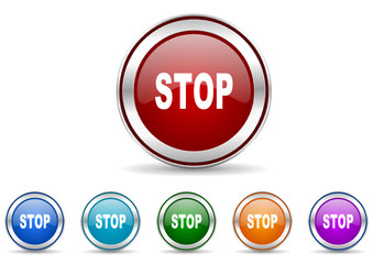 stop icon vector set