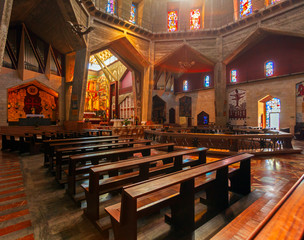 Fototapeta na wymiar Interior of Annunciation Cathedral in Nazareth