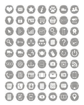 Set de iconos para web en colores grises o plateados