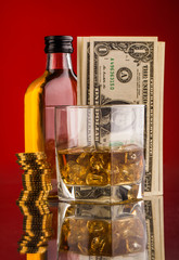 gavel and whisky bottle