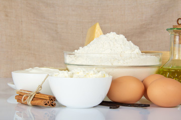 Cottage cheese, sour cream, eggs