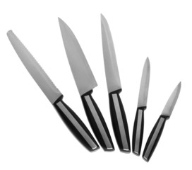 Five steel kitchen knives