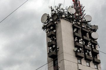 Fototapeta na wymiar Communications tower against sky