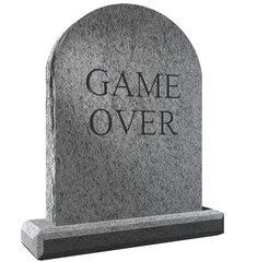 Illustration of a Tombstone with Amusing Game Over message