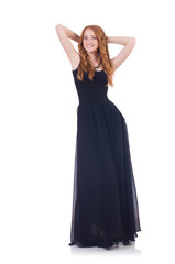 Naklejka premium Woman model in fashion concept on white