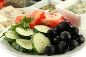 Traditional Turkish breakfast close up