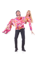 Fototapeta premium Pair dancing isolated on the white