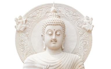 White buddha status on white background