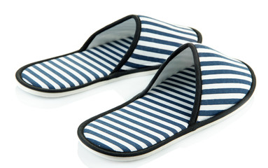 Striped slippers isolated on white
