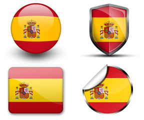 Spain flag button sticker and badge