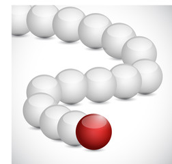 curve sphere line with one red head. illustration