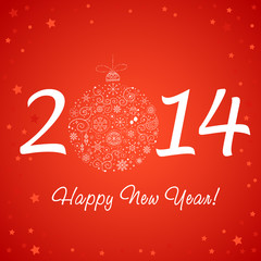 Fototapeta na wymiar 2014 Happy New Year greeting card