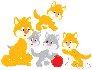 Cat and kittens