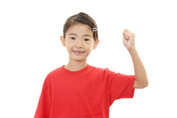 ガッツポーズの女の子