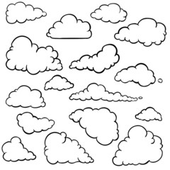 vector set of outline clouds