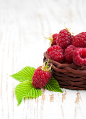 Fresh raspberries in the basket