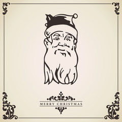 Santa Claus vintage Christmas card. Vector.