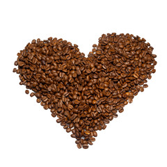 Roasted coffee beans heart