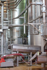 Wine manufacturing. Modern winery tanks.