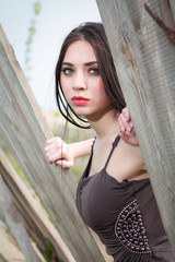 Naklejka premium Young thoughtful brunette