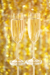 Two glasses of wine with a festive situation