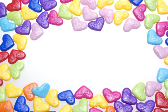 Love candy in heart shape with love text