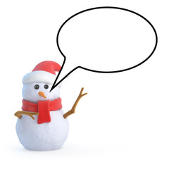 Santa snowman with blank speech bubble