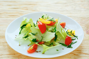 Fresh vegetable salad with iceberg lettuce
