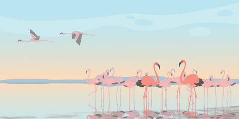 Naklejka premium Pink Flamingos