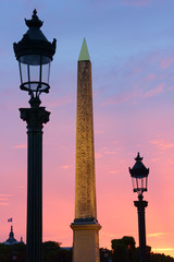 Fototapeta premium Sunset in Place de la Concorde square, Paris, France
