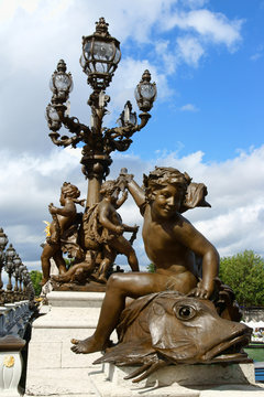 Pont Alexandre III detail in Paris.
