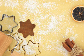 Making star cookies with cookie cutter