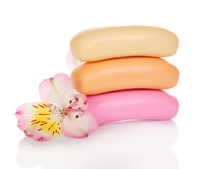 Fragrant toilet soap and flower