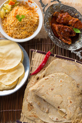 Chapati or Flat bread, Indian food, made from wheat flour dough.