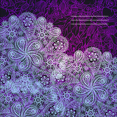 Ornamental winter hand-drawn lace snowflake pattern.
