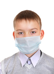 Sick Boy in Flu Mask
