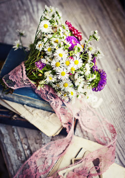 nostalgic vintage background with flowers