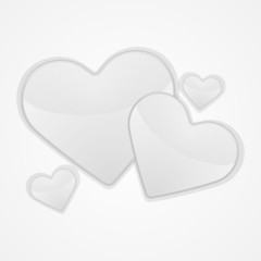 White hearts on a white background